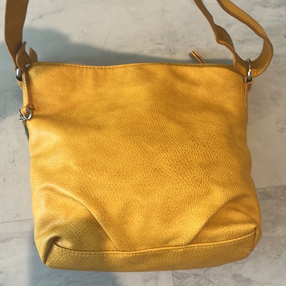 Kenzie  Crossbody or shoulder Bag  Bright pink, orange, goldenrod  10hx 12w x 3d - Picture 10 of 16